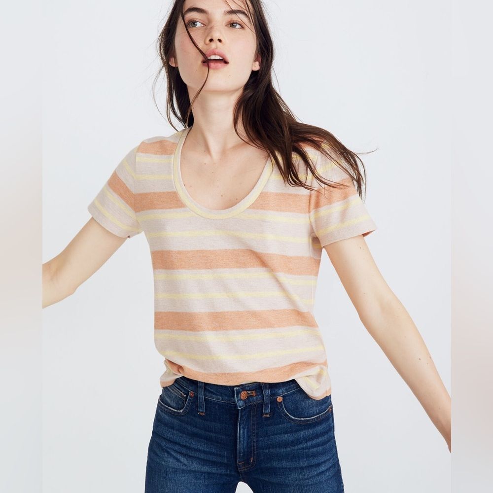 Madewell Alto Scoop Tee in Montoya Stripe Size XS